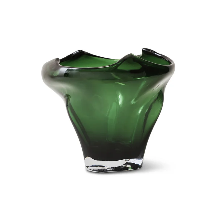 HKliving - Folded Glass vase, emerald green