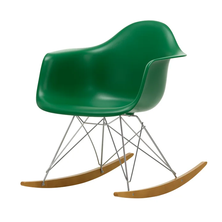 Vitra - Eames Plastic Armchair RAR RE, yellowish maple / chrome / emerald