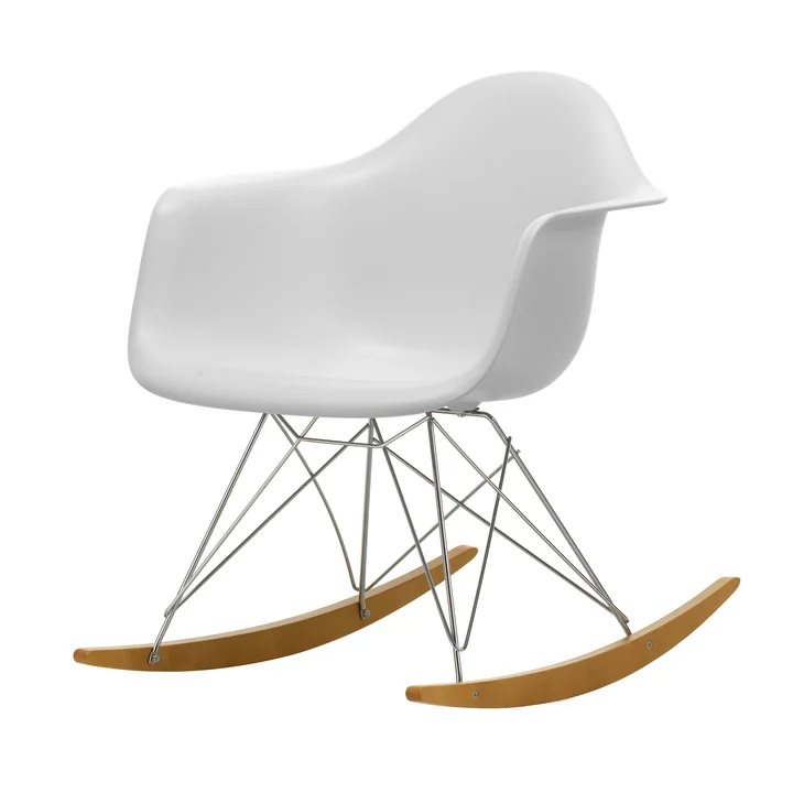 Vitra - Eames Plastic Armchair RAR RE, yellowish maple / chrome / cotton white