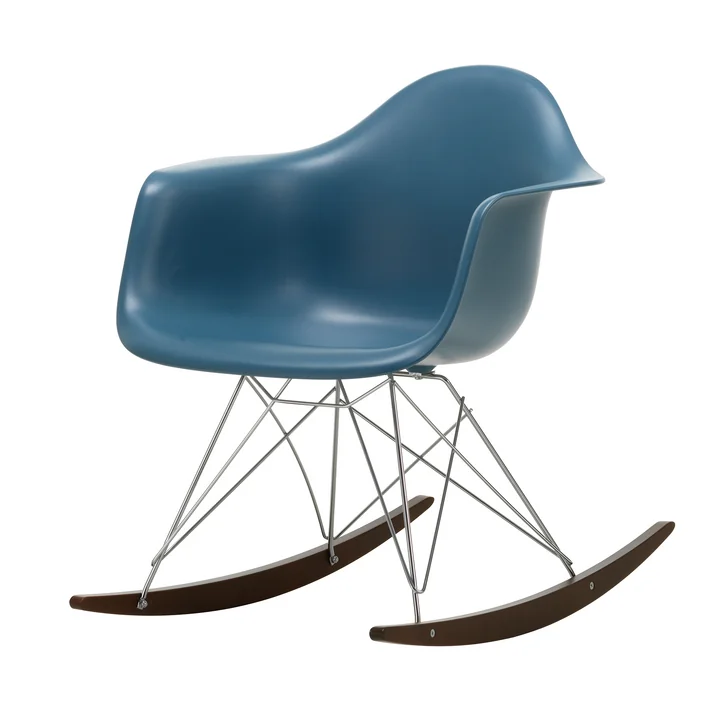 Vitra - Eames Plastic Armchair RAR RE, dark maple / chrome / sea blue