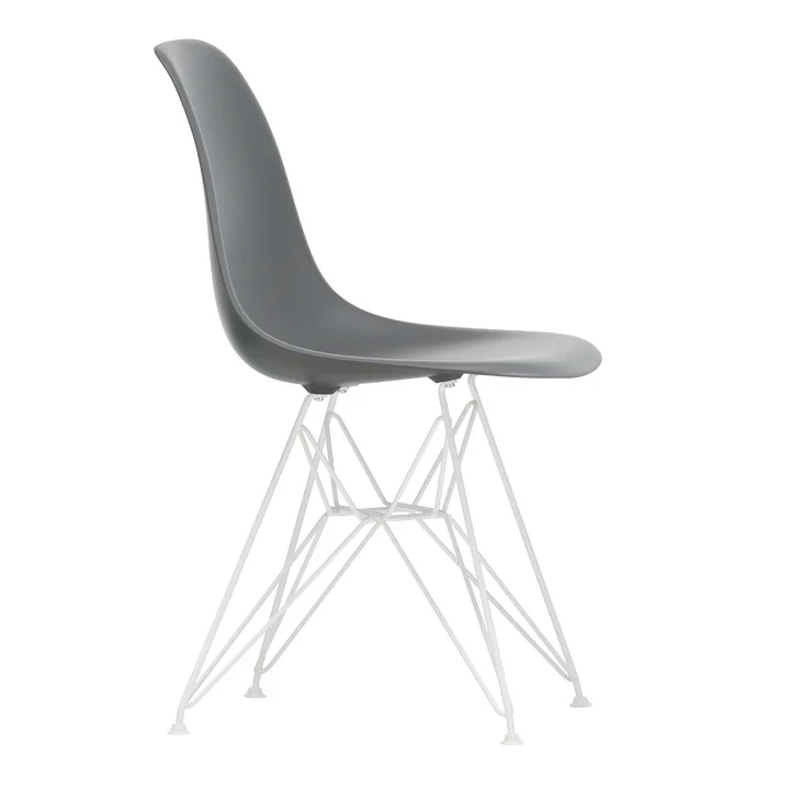 Vitra - Eames Plastic Side Chair DSR RE, white / granite gray (white felt glides)