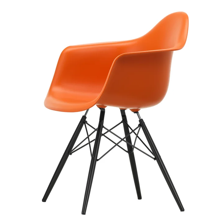 Vitra - Eames Plastic Armchair DAW RE, black maple / rust orange
