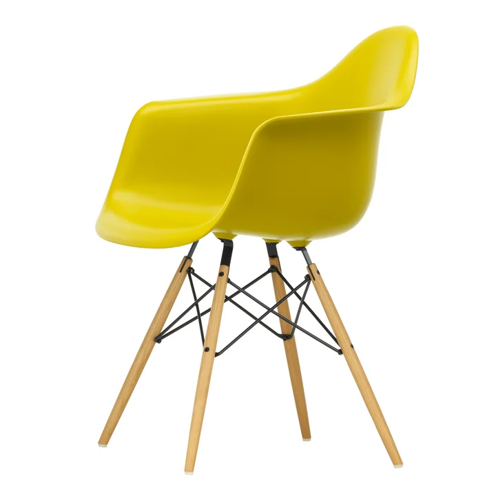Vitra - Eames Plastic Armchair DAW RE, ash honey color / mustard