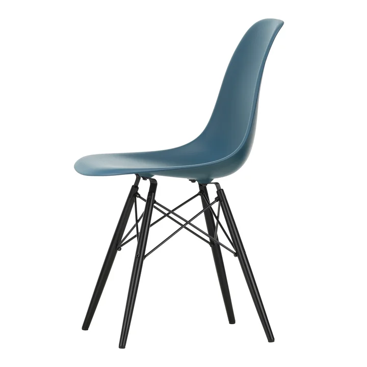 Vitra - Eames Plastic Side Chair DSW RE, black maple / sea blue