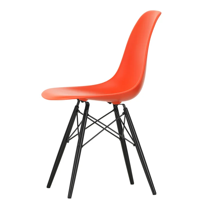 Vitra - Eames Plastic Side Chair DSW RE, maple black / poppy red