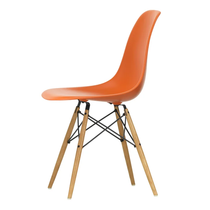 Vitra - Eames Plastic Side Chair DSW RE, ash honey color / rust orange