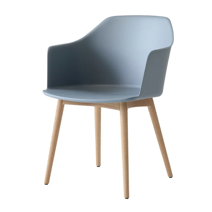& Tradition - Rely Armchair HW76, clear lacquered oak / light blue