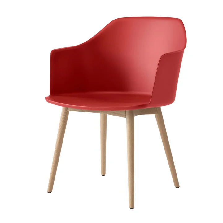 & Tradition - Rely Armchair HW76, clear lacquered oak / vermilion red