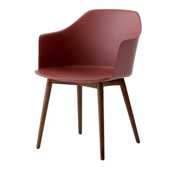 & Tradition - Rely Armchair HW76, walnut lacquered / red-brown
