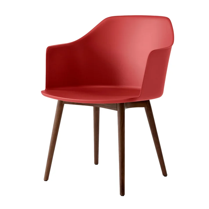& Tradition - Rely Armchair HW76, walnut lacquered / vermilion red