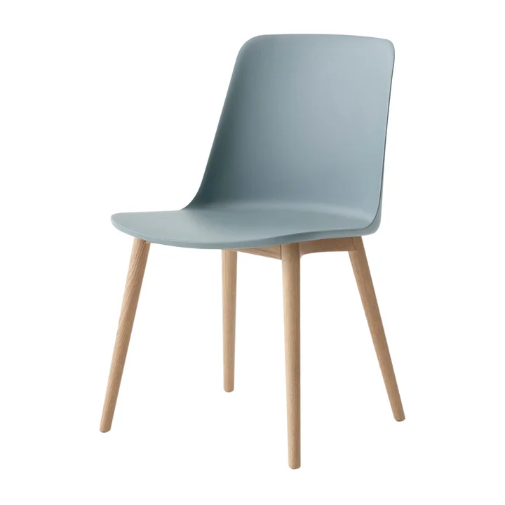 & Tradition - Rely Side Chair HW71, clear lacquered oak / light blue