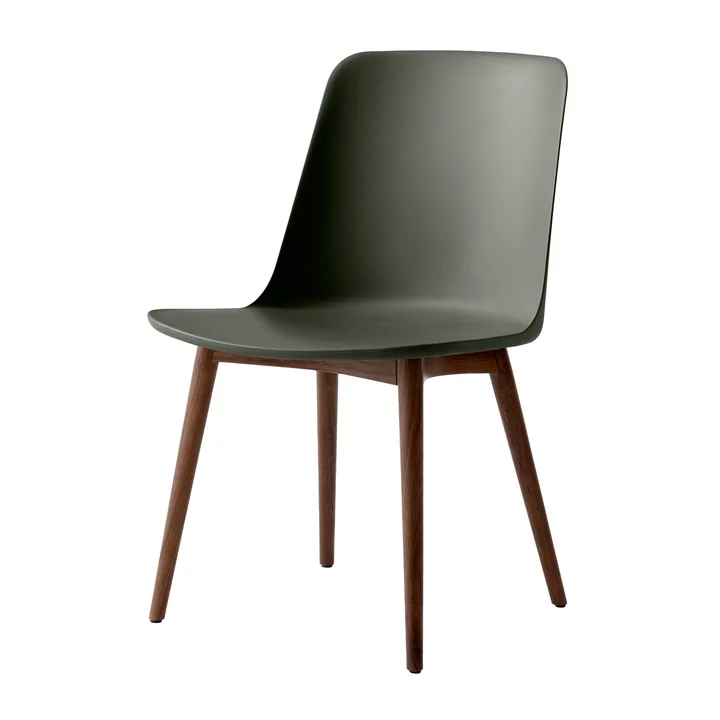 & Tradition - Rely Side Chair HW71, walnut lacquered / bronze green