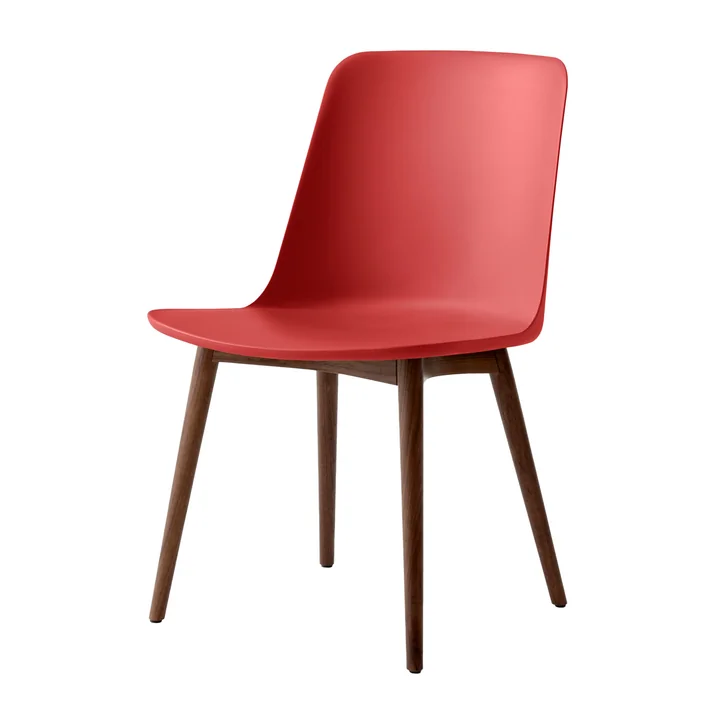 & Tradition - Rely Side Chair HW71, walnut lacquered / vermilion red