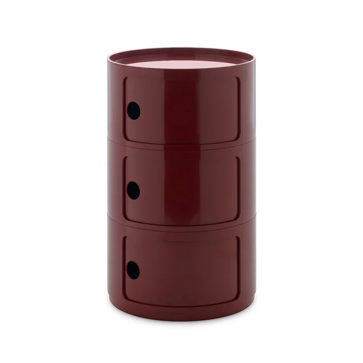 Kartell - New Big Componibili 3 container, h 69.5 cm, burgundy red