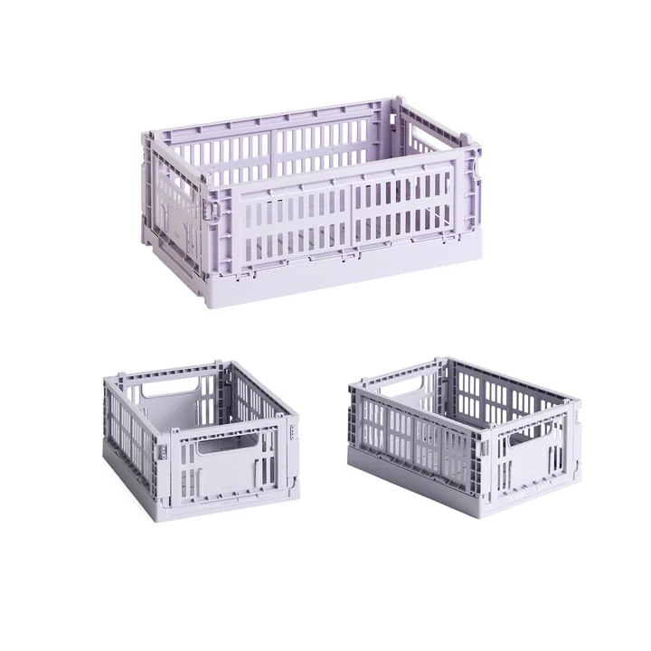 HAY - Color Crate basket S + Mini, lavender, recycled (set of 3)