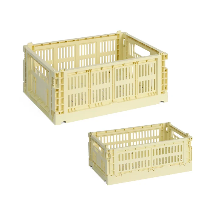 HAY - Color Crate basket S + M, light yellow, recycled