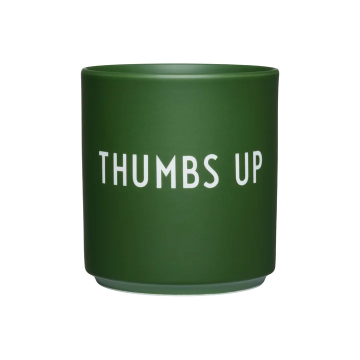 Design Letters - AJ Favourite Porcelain mug, Thumbs up / green