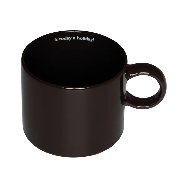 Design Letters - Nordic Jumbo Porcelain mug, Is today a holiday? / brown