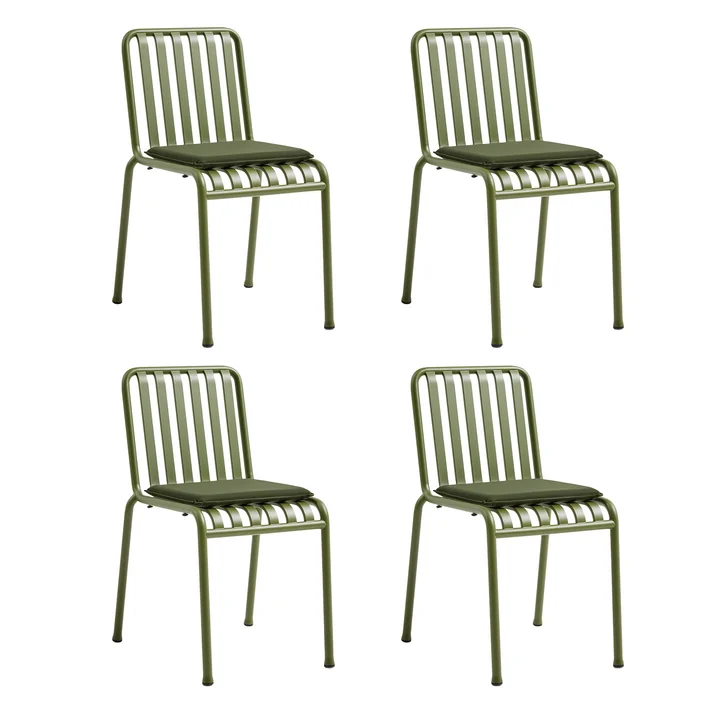 HAY - Palissade Chair with seat cushion, olive (set of 4)