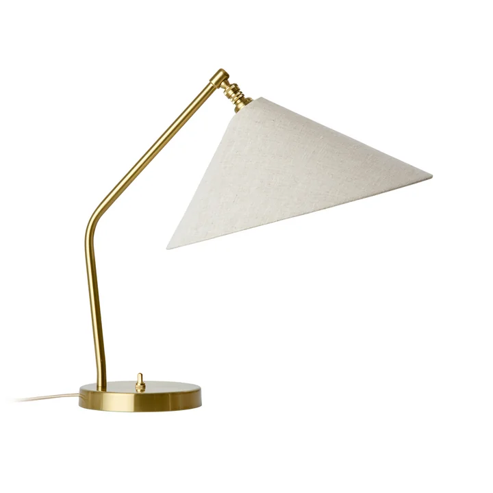 Gubi - Gräshoppa Table lamp, shiny brass / canvas