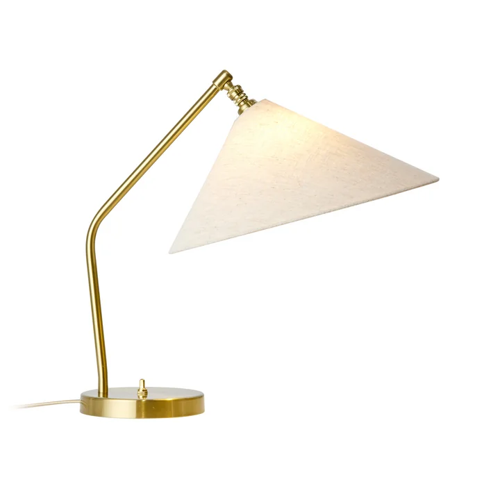 Gubi - Gräshoppa Table lamp, shiny brass / canvas