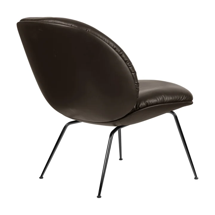 Gubi - Beetle Soft Lounge Chair, fully upholstered, black matt / coffee (smooth leather)