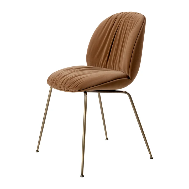 Gubi - Beetle Soft Dining Chair, fully upholstered, antique brass / Sunday (112)