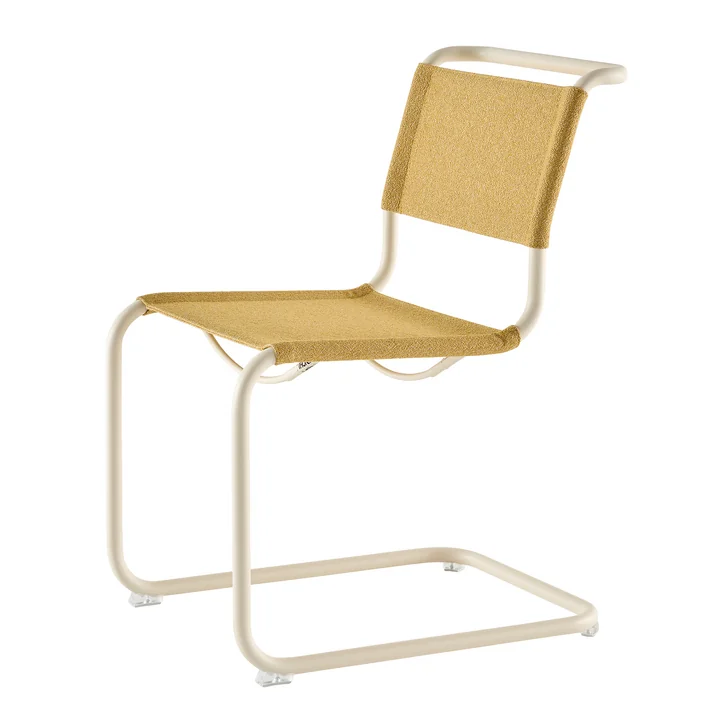 Thonet - S 33 V chair, pearl white / corn (fabric Rohi Cento)