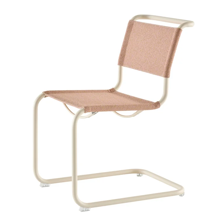 Thonet - S 33 V chair, pearl white / lotus (fabric Rohi Cento)