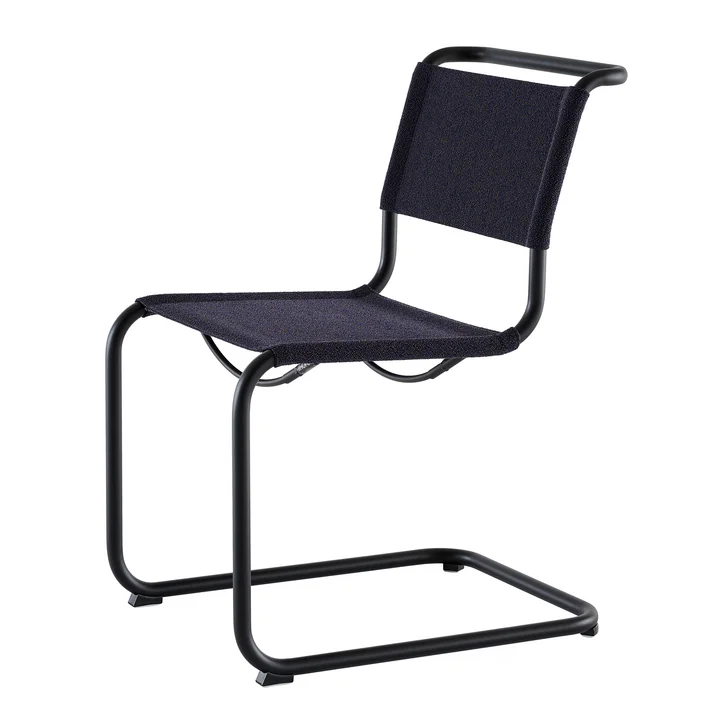 Thonet - S 33 V chair, deep black / deep (fabric Rohi Cento)