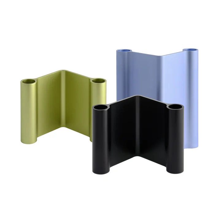 Muuto-Pair-Kerzenhalter-Set-schwarz-gruen--hellblau-3er-Set
