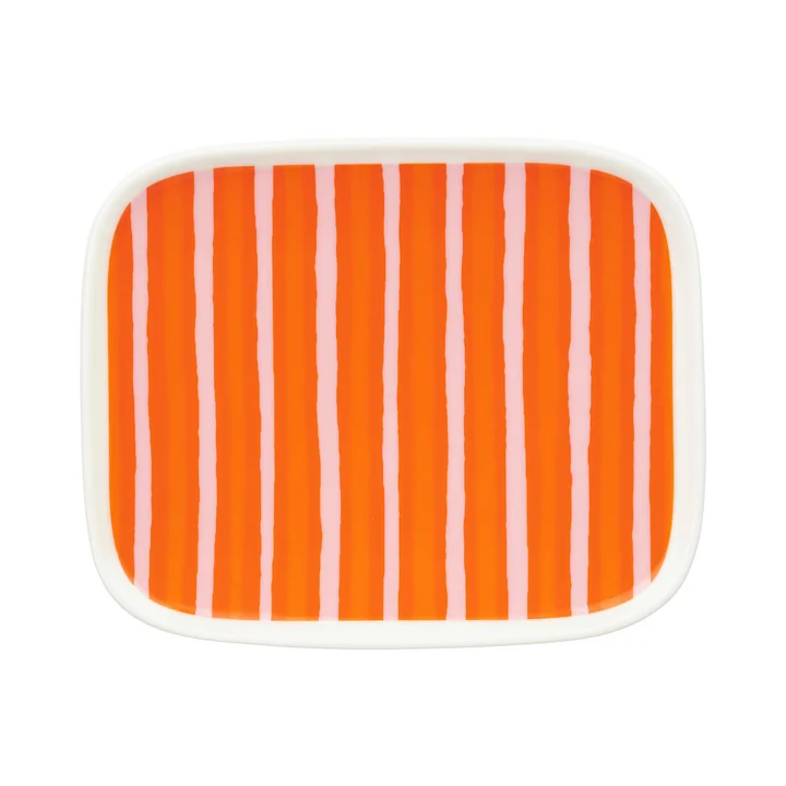Marimekko - Oiva Piccolo plate, 15 x 12 cm, white / pink / orange
