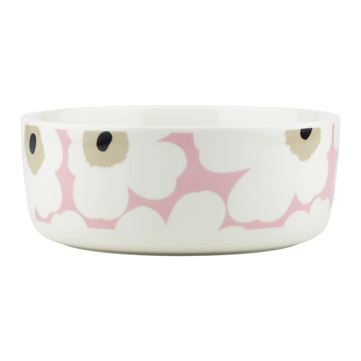 Marimekko - Oiva Unikko Bowl 1500 ml, off white / pink / sand / charcoal
