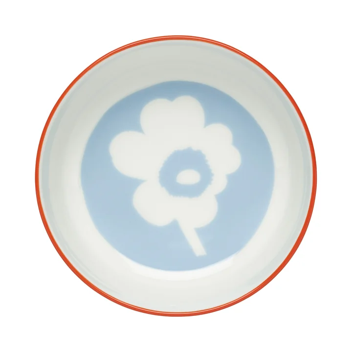 Marimekko - Oiva Unikko Bowl, 400 ml, white / light blue / orange