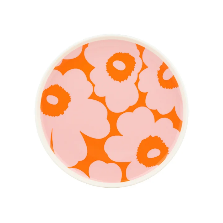 Marimekko - Oiva Unikko Plate Ø 20 cm, white / pink / orange
