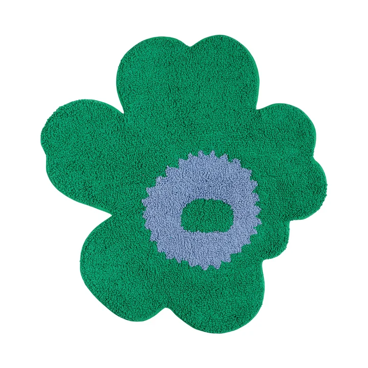 Marimekko - Unikko bath mat, 73 x 74 cm, green / light blue