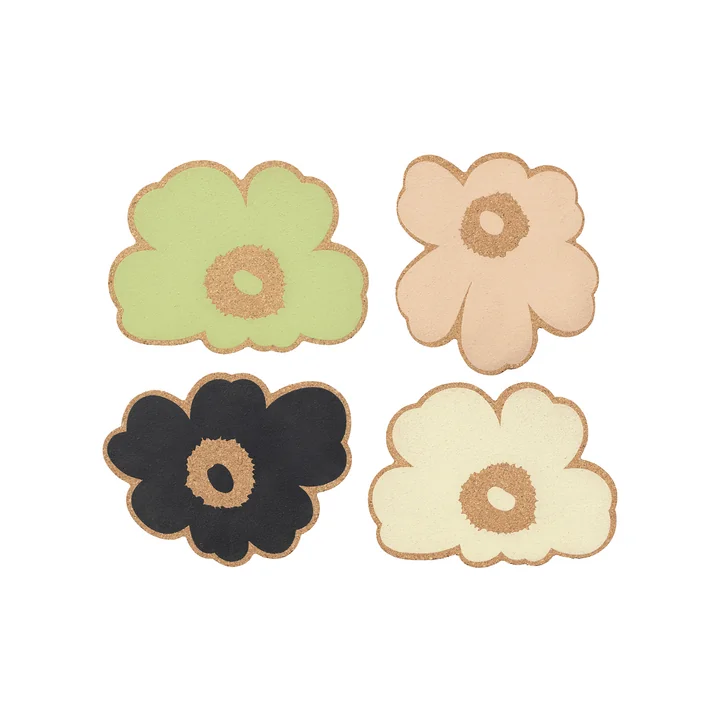 Marimekko - Unikko glass coaster 12 cm, multicolored (set of 4)