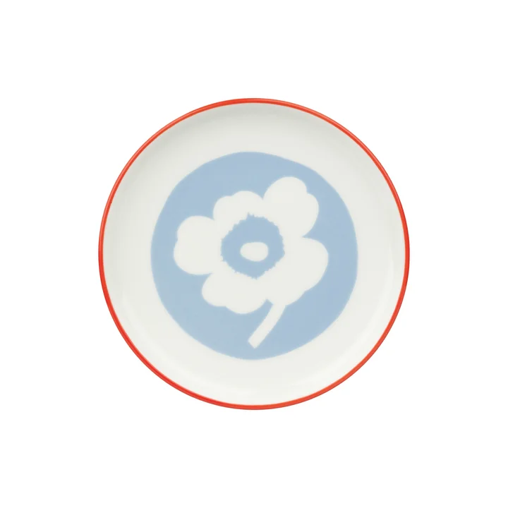Marimekko - Unikko plate, Ø 13.5 cm, white / light blue / orange