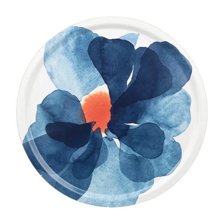 Marimekko - Valssi tray, Ø 46 cm, white / blue / orange