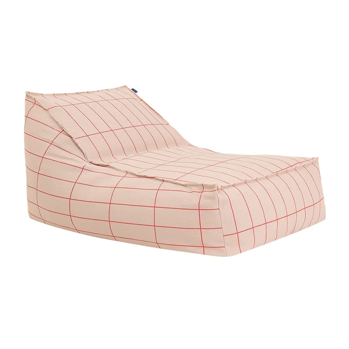 Nobodinoz - Vibes Long beanbag (for adults), pink red grid