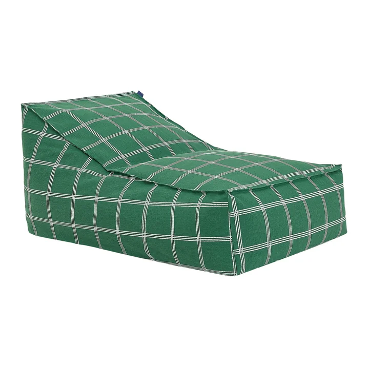 Nobodinoz - Vibes Long beanbag (for adults), green white windowpane