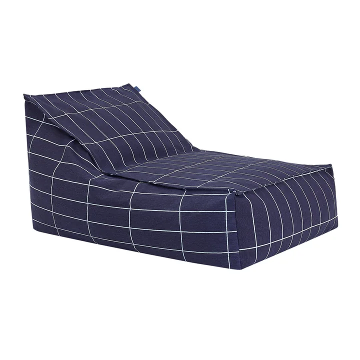 Nobodinoz - Vibes Long beanbag (for adults), navy blue grid