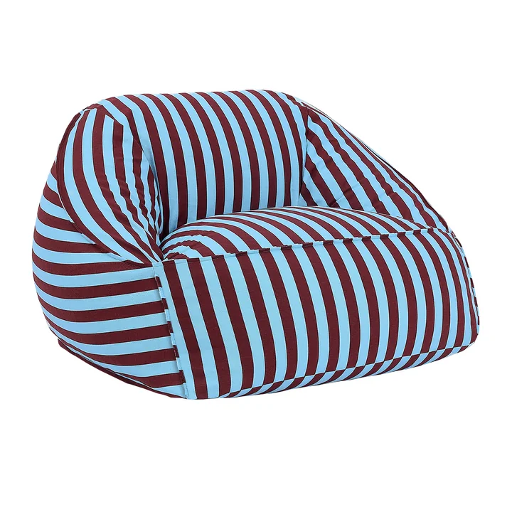 Nobodinoz - Ziggy Armchair beanbag (for adults), burgundy blue stripes