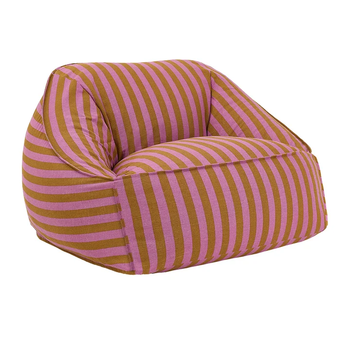 Nobodinoz - Ziggy Armchair beanbag (for adults), pink curry stripes