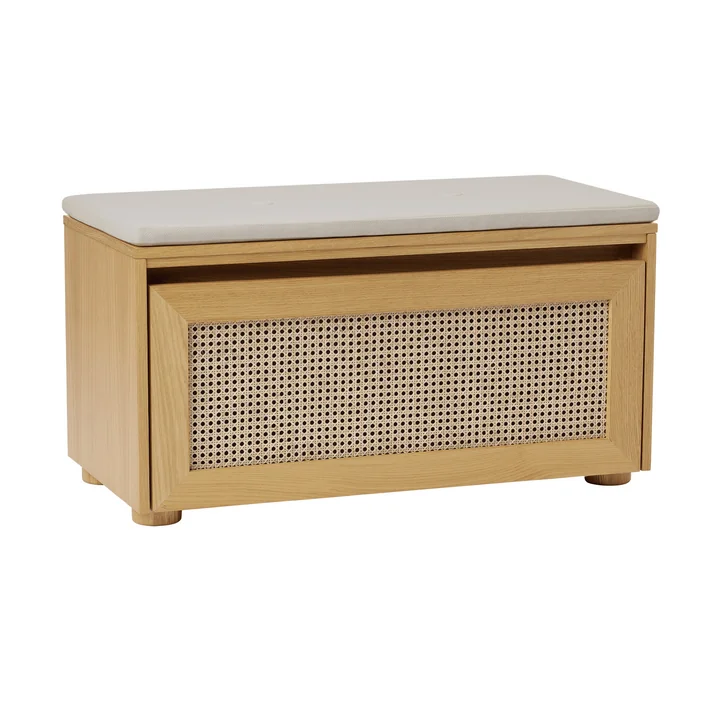 Umage - Hideaway Storage bench, oak / Viennese wickerwork / white sands