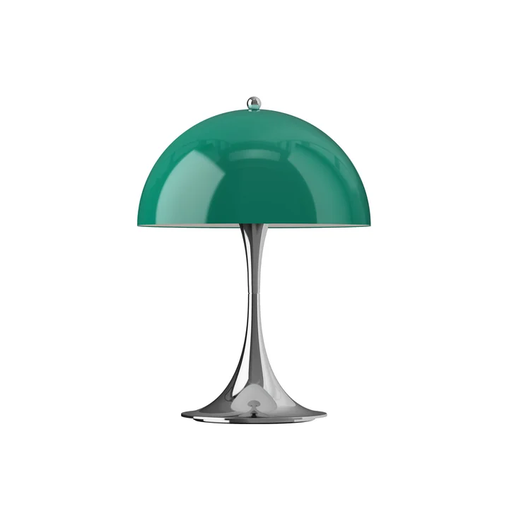 Louis Poulsen - Panthella 250 Portable V3 rechargeable LED table lamp, chrome / original opal green