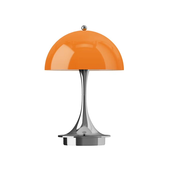 Louis Poulsen - Panthella 160 Portable V3 rechargeable LED table lamp, chrome / original opal orange