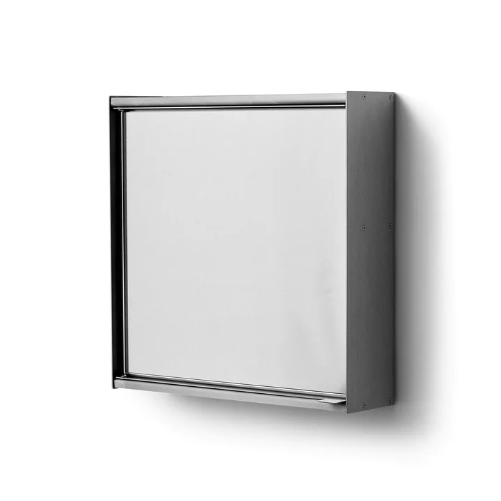 Form & Refine - Taper mirror cabinet, 40 x 40 cm, brushed stainless steel