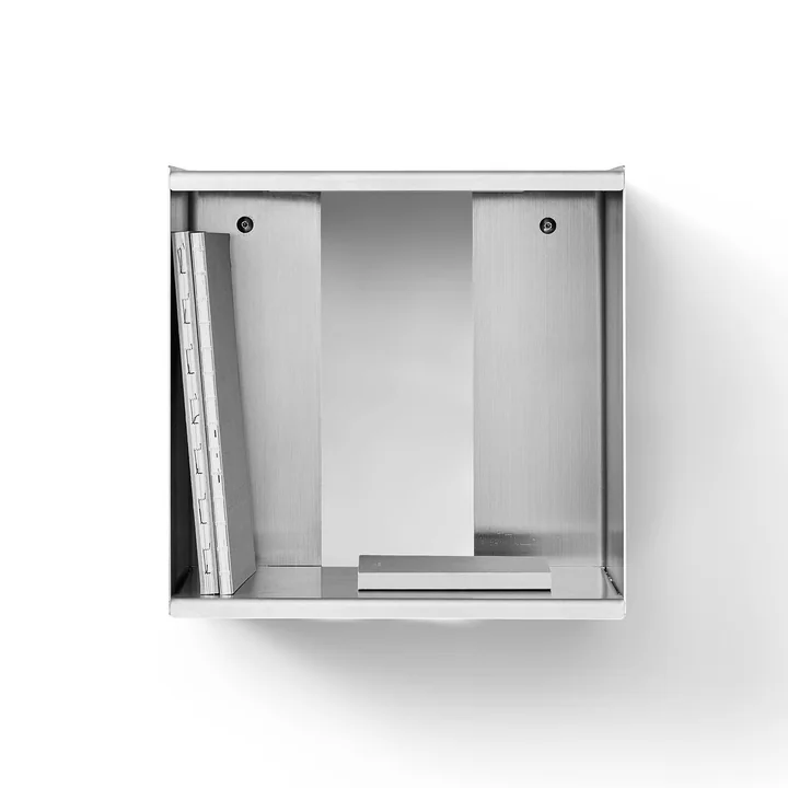 Form & Refine - Taper wall shelf, Cube, 34 x 35 cm, brushed stainless steel