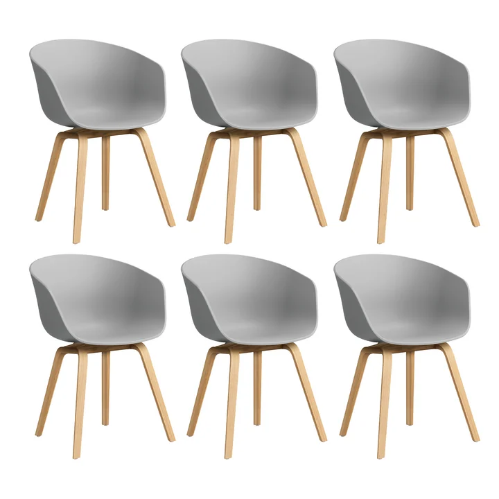 HAY-About-A-Chair-AAC-22-Eiche-lackiert-concrete-grey-2-6er-Set